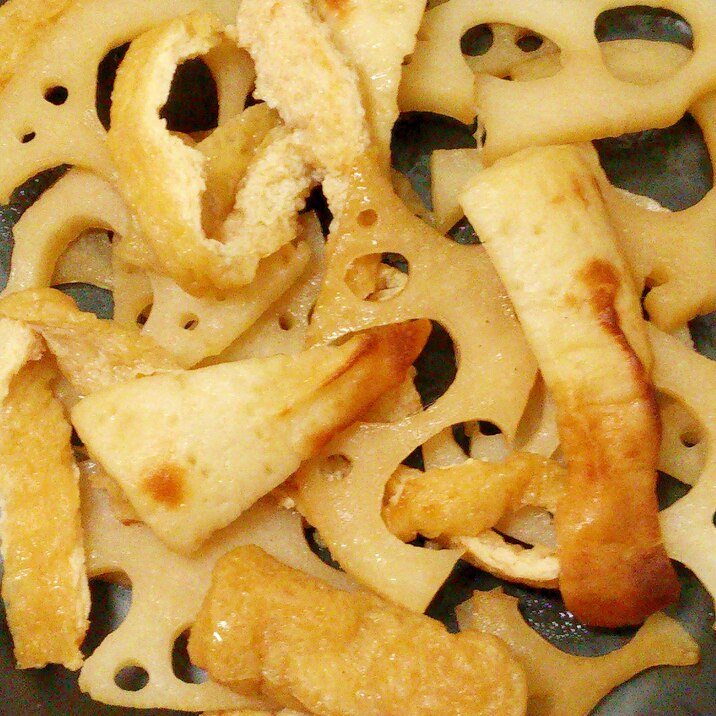 作り置きやお弁当に レンコンとちくわと油揚げ炒め煮 レシピ 作り方 By みずたまsweet 楽天レシピ